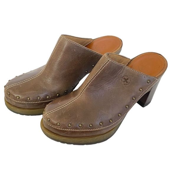 Dr Martens Una Brown Leather Chunky Heel Platform Clog Mule Shoe Sz 9 - Picture 16 of 16